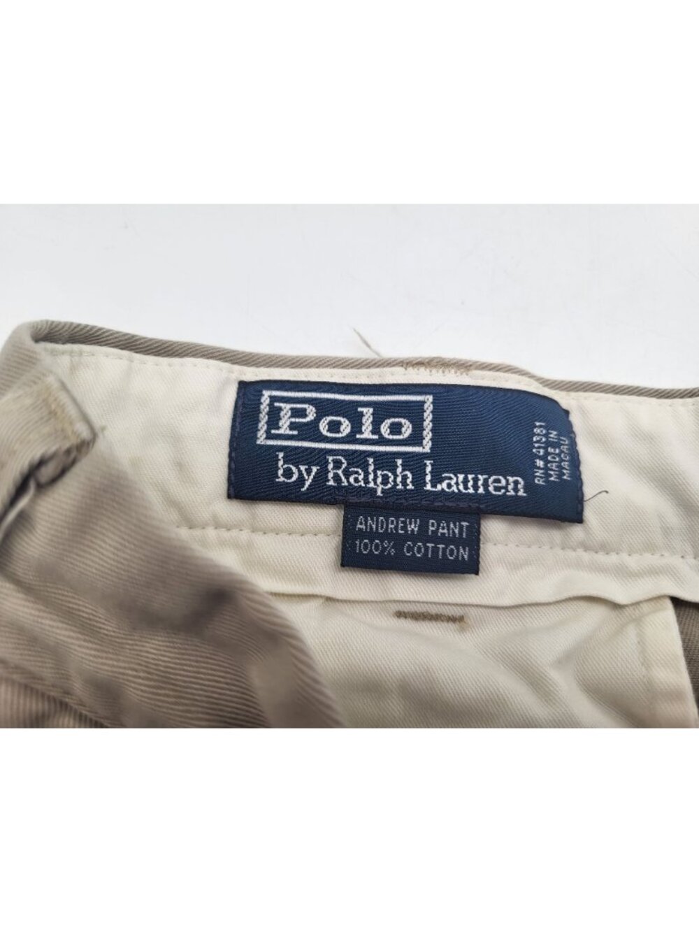 Polo By Ralph Lauren Men's 34x30 Andrew Pants Khaki Chino Pleated Vintage - Picture 7 of 8